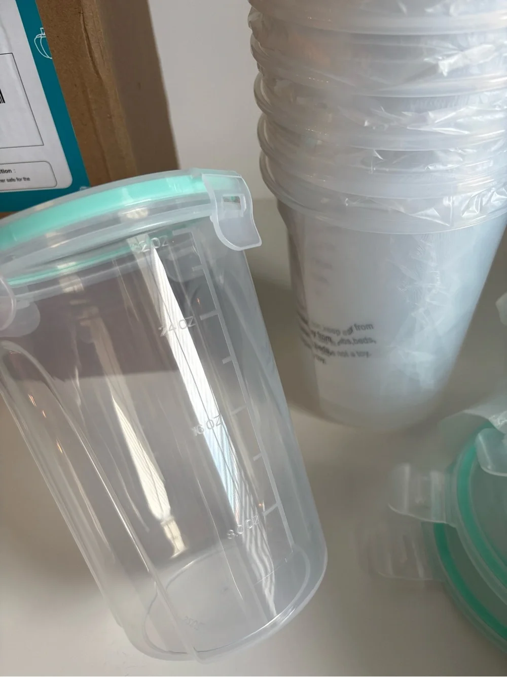 Clear Meal Prep Containers with Mint Green Lids - 12 Pack